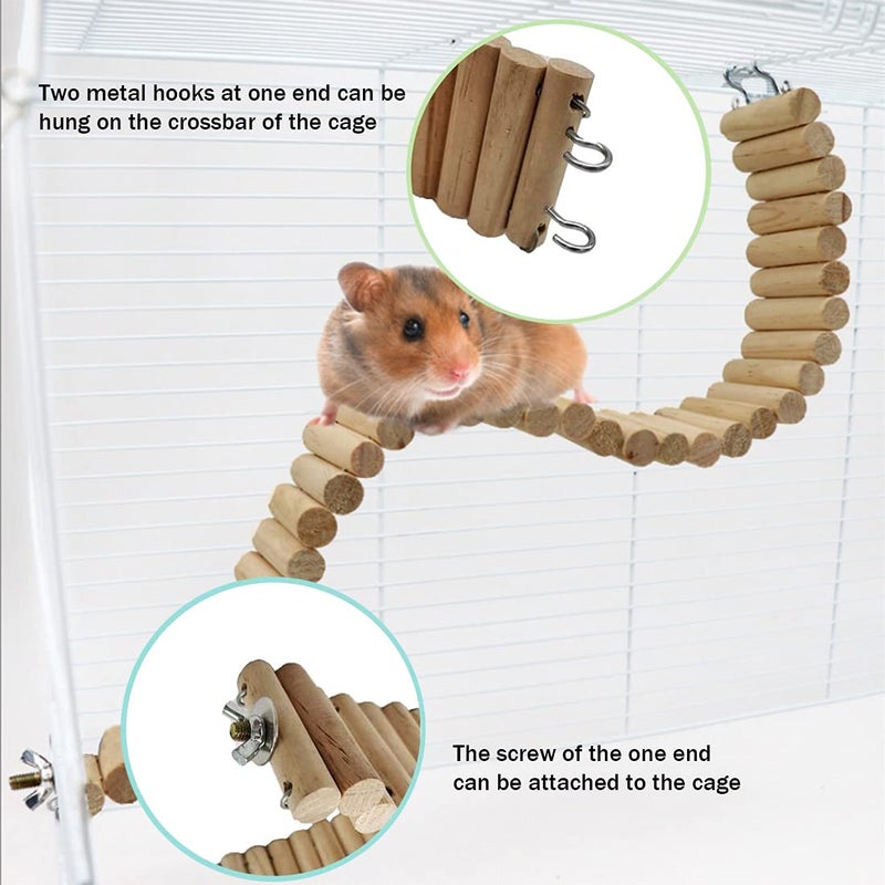 Hamiledyi Hamster Wooden Bridge - Bendy Climbing Ladder, Long Suspension Bridge, Chew Toys for Rat, Mice, Gerbil, Chipmunk, Sugar Glider - Image 3